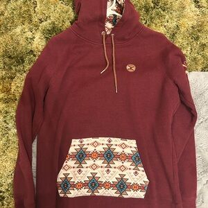 Hooey Burgundy Sweater with Patterned Pocket